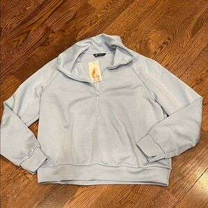 Pretty Little thing XL NWT  Light Blue Zip-Up Sweater